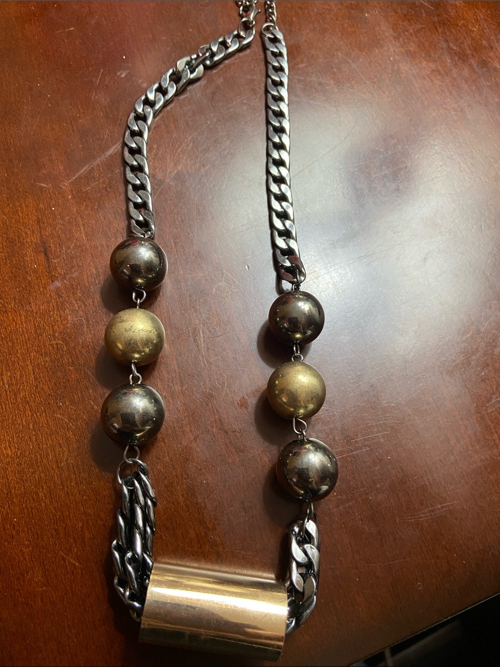 paparazzi Gold and Silver Mixed-Metal Ball Link Necklace